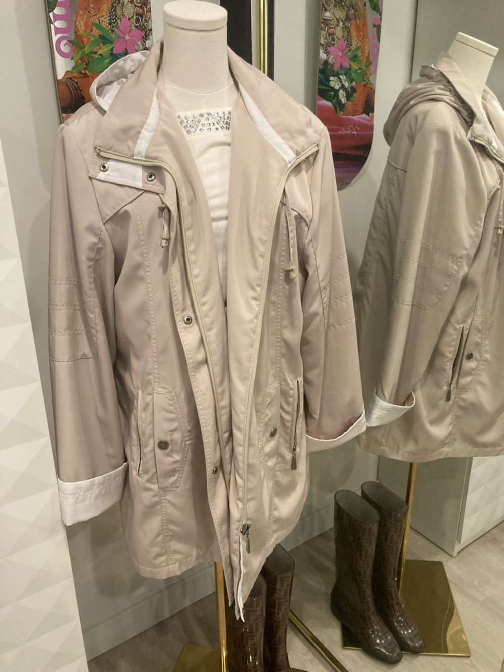 Alia Light Beige Hooded Utility Jacket